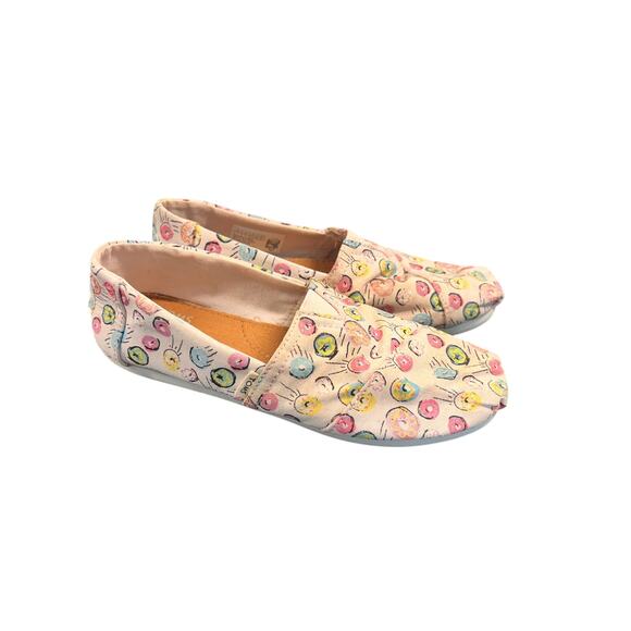 Toms Alpargata Girls Donuts‎ Canvas Slip-On Flat Shoes Summer Multicolor Size 1 - Picture 1 of 10